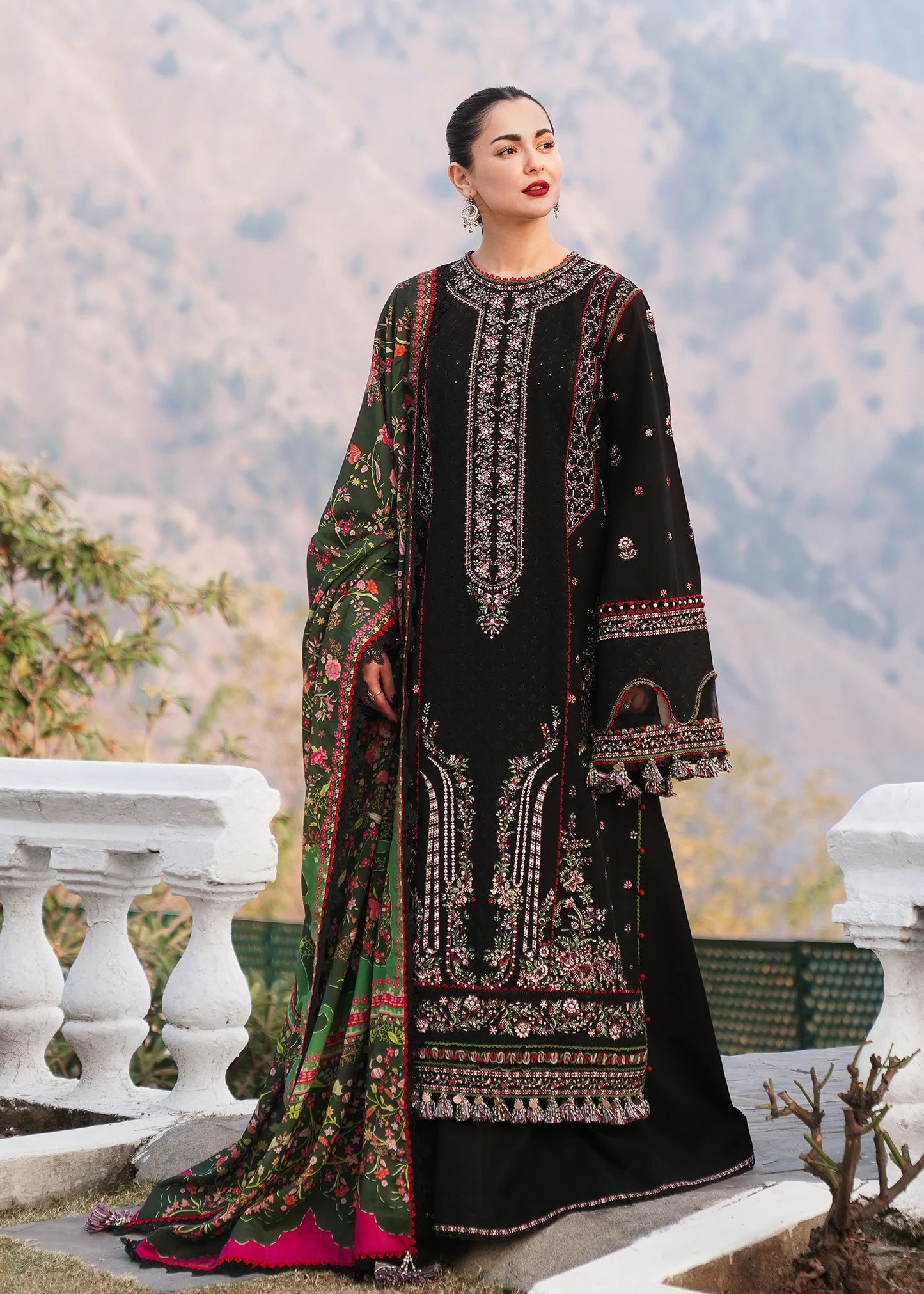 HUSSAIN REHAR - 3PC Embroidered IN DHANAK WITH PASHMINA WOOL SHAWL