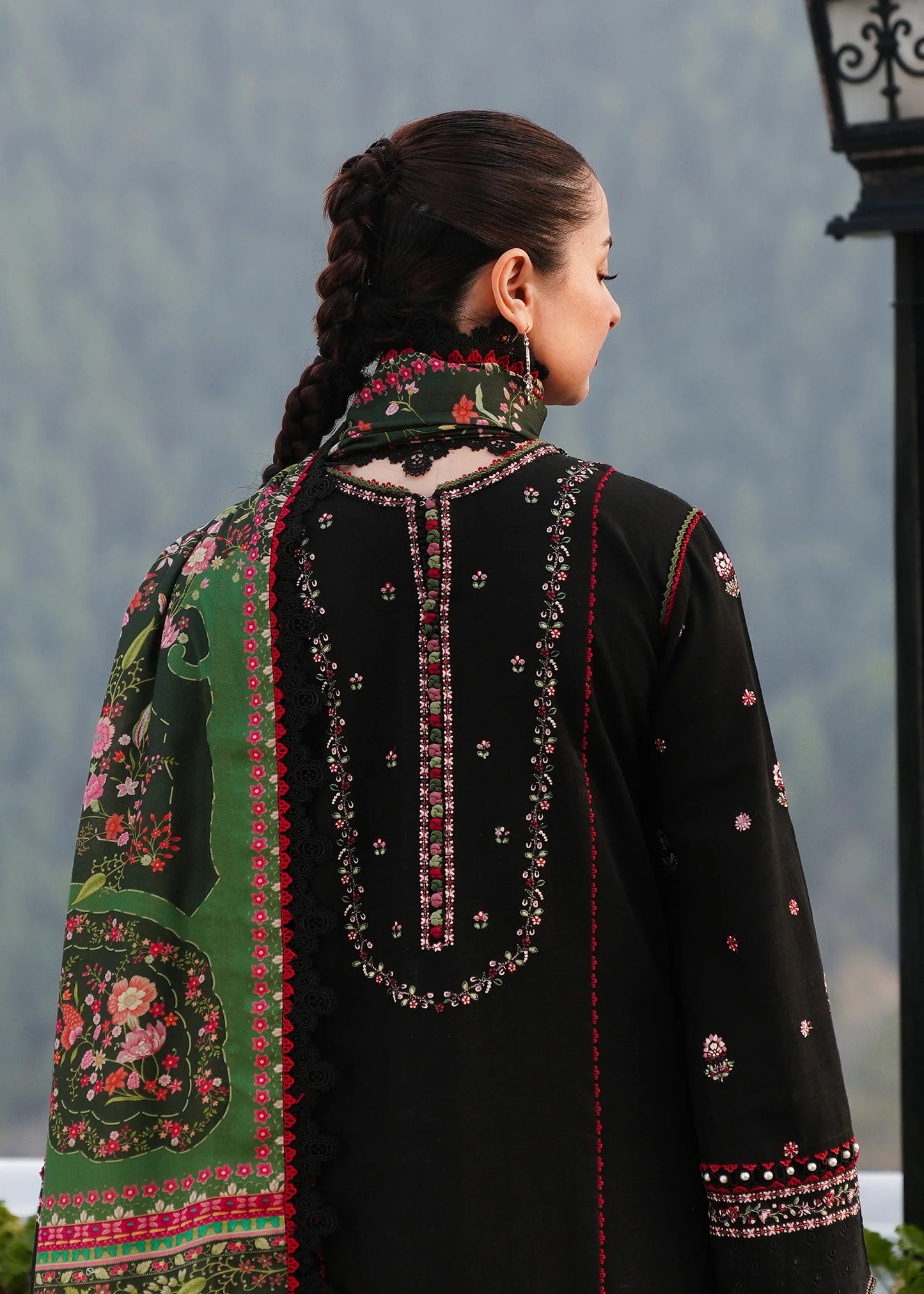 HUSSAIN REHAR - 3PC Embroidered IN DHANAK WITH PASHMINA WOOL SHAWL