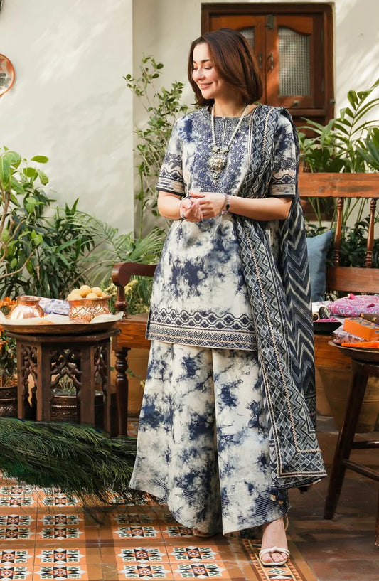 Sapphire - 3PC EMBROIDERED SUIT IN kHADDAR WITH SOFT KHADAR SHAWL