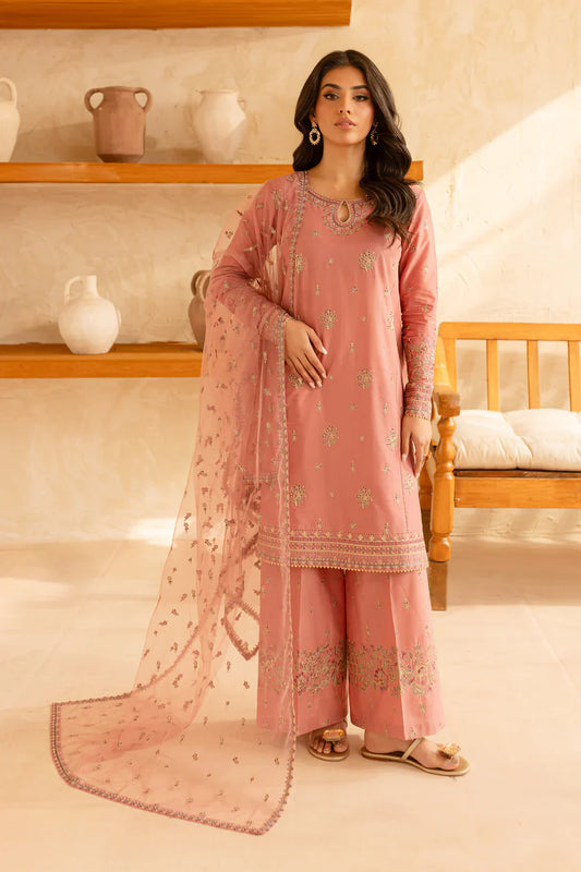 AIZA ZAHRA - 3PC EMBROIDERED SUIT IN DHANAK