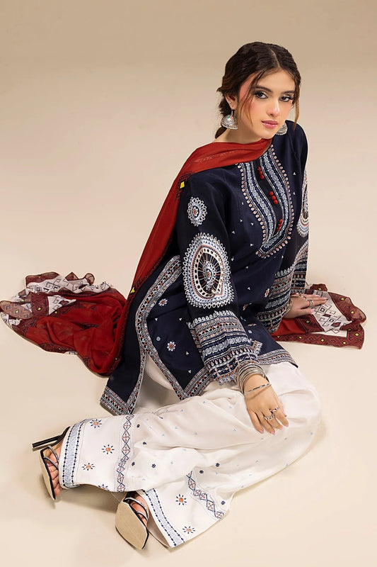 Jazmin - 3PC EMBROIDERED SUIT IN DHANAK WITH PASHMINA WOOL SHAWL