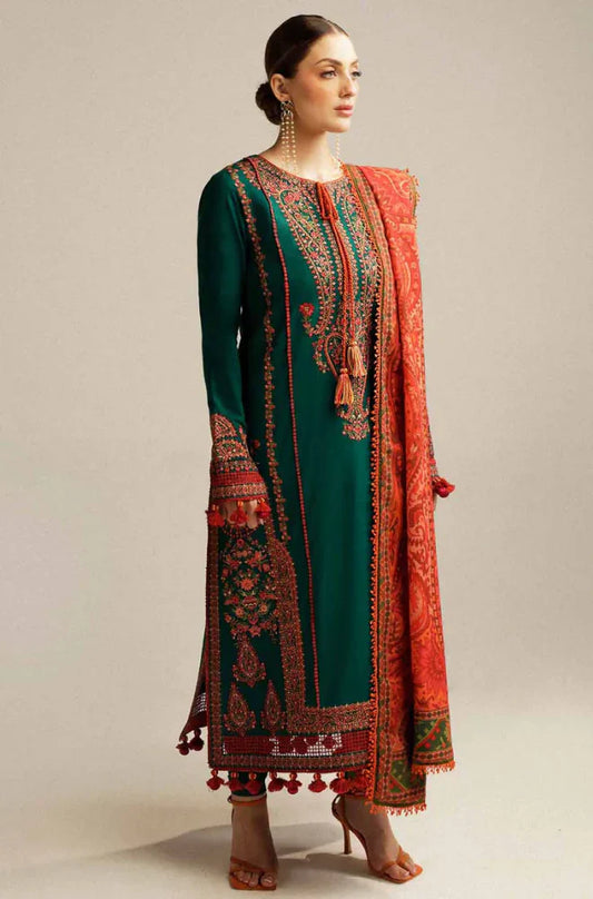 HUSSAIN REHAR - 3PC Embroidered SUIT IN DHANAK
