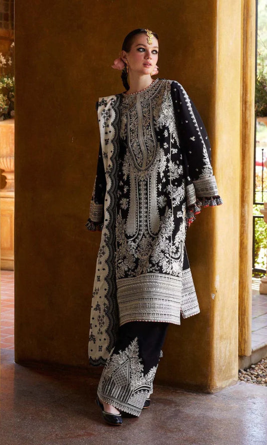 HUSSAIN REHAR - 3PC Embroidered SUIT IN DHANAK