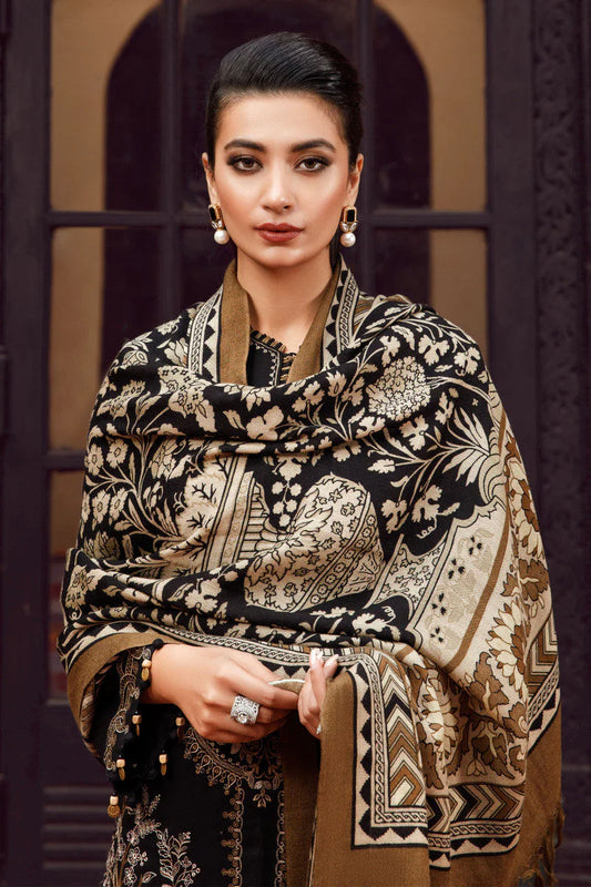 MARIA B - 3PC Embroidered IN DHANAK WITH PASHMINA WOOL SHAWL